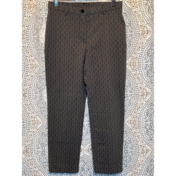 Allison Daley Petite 6P Women's Black & Pink Patterned Trousers - Picture 3 of 11